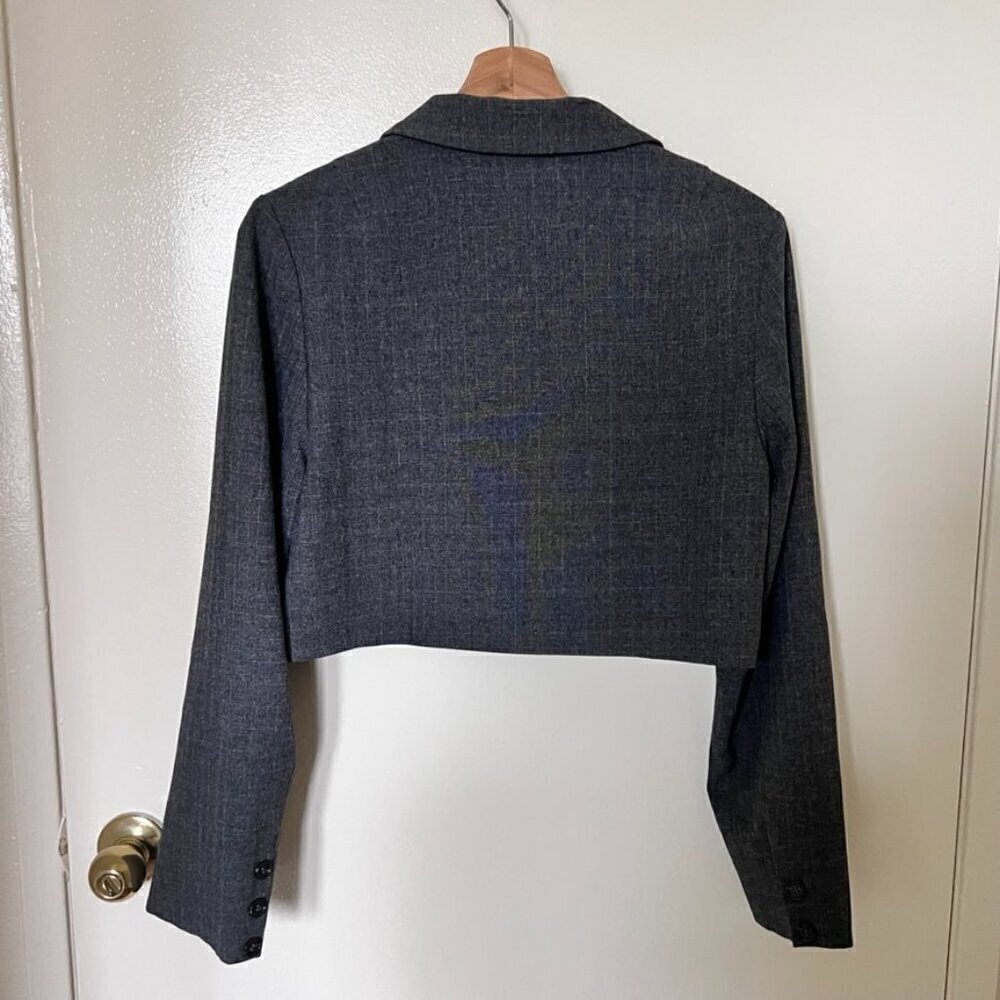 For Love & Lemons Turner Gray Cropped Blazer In Houndstooth S​​​​​​​​​​​ - Picture 7 of 7
